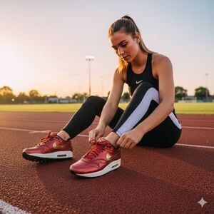 Nike Red and Gold Women's Sneakers